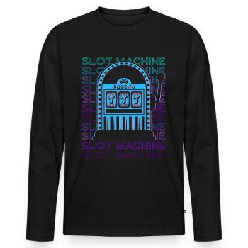 Spielautomat Casino Retro - Männer Premium Bio Langarmshirt - Schwarz - Vorne - Nico (187cm)