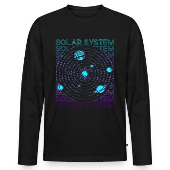 Solar System Retro - Men's Premium Organic Long Sleeve Shirt - black - Front - Nico (187cm)