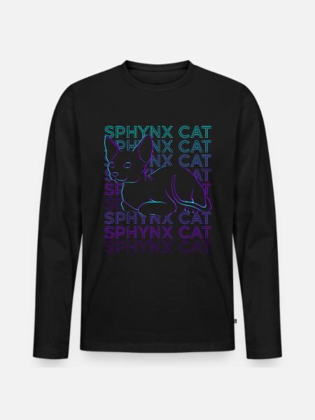 Sphynx Chat Rétro - T-shirt manches longues Premium bio Homme - noir