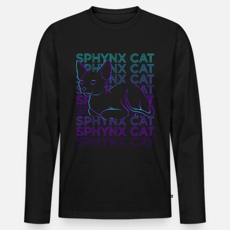 Sphynx Katze Retro - Männer Premium Bio Langarmshirt - Schwarz