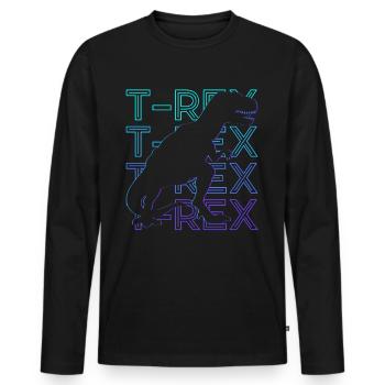 T-Rex Dinosaure T Rex Dino Rétro - T-shirt manches longues Premium bio Homme - noir - Devant - Nico (187cm)