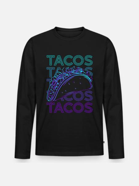 Tacos Retro - Männer Premium Bio Langarmshirt - Schwarz