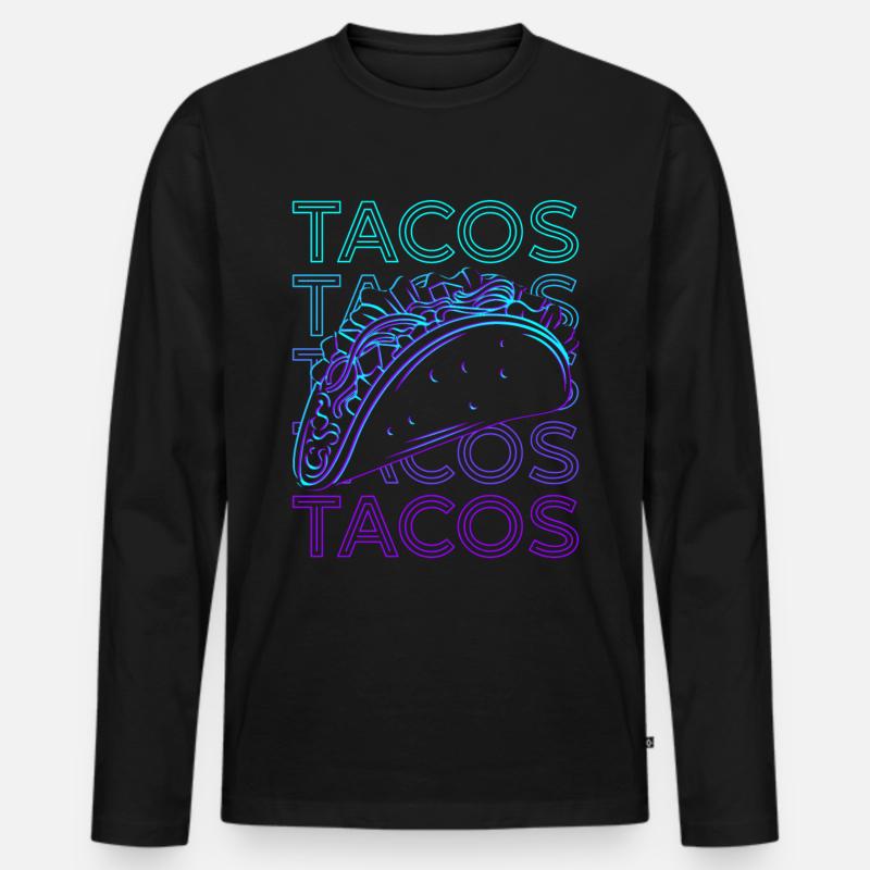 Tacos Retro - Männer Premium Bio Langarmshirt - Schwarz