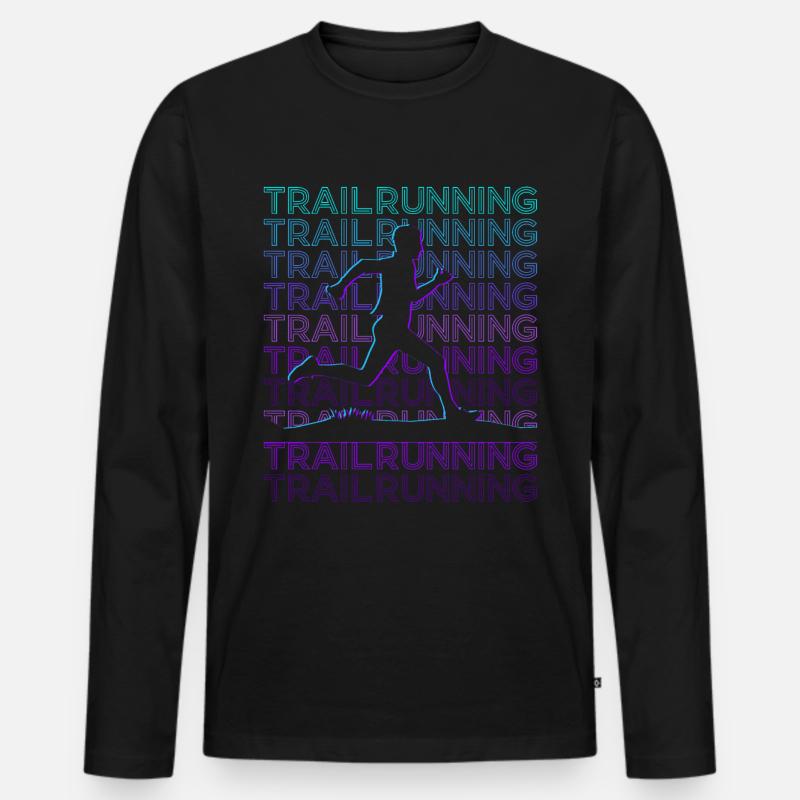 Trail Running Trail Runner Retro - Männer Premium Bio Langarmshirt - Schwarz