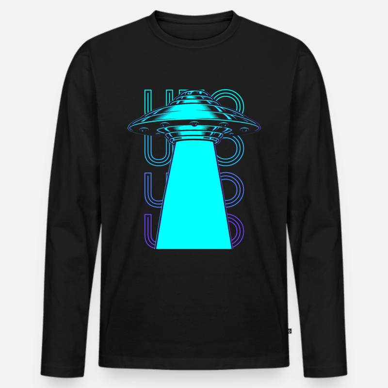 Ufo Alien-Entführung Retro - Männer Premium Bio Langarmshirt - Schwarz