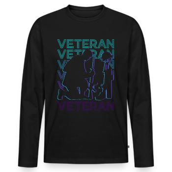 Vétéran Rétro - T-shirt manches longues Premium bio Homme - noir - Devant - Nico (187cm)