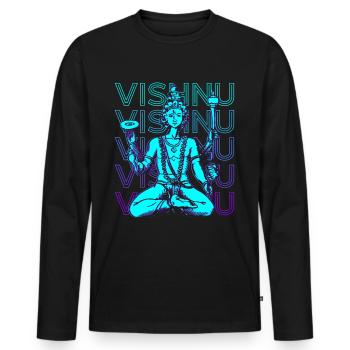 Vishnu Hindu God Mythologie hindoue Ancien hindou - T-shirt manches longues Premium bio Homme - noir - Devant - Nico (187cm)