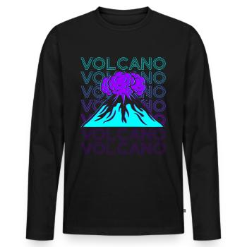 Volcano Retro - Men's Premium Organic Long Sleeve Shirt - black - Front - Nico (187cm)