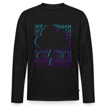 Météorologue Météo Grenouille Météo PrévisionNiste Rétro - T-shirt manches longues Premium bio Homme - noir - Devant - Nico (187cm)