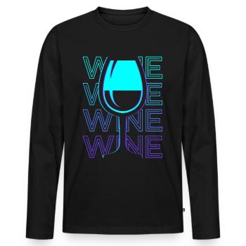 Buveur de vin Buveur de vin Sommelier Vigneron Retro - T-shirt manches longues Premium bio Homme - noir - Devant - Nico (187cm)