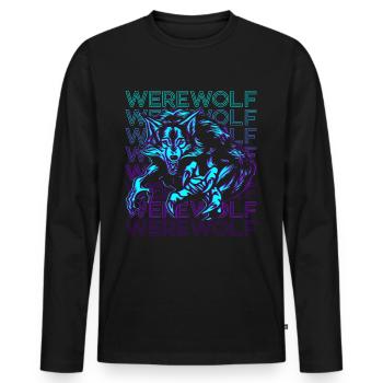 Werwolf Retro - Männer Premium Bio Langarmshirt - Schwarz - Vorne - Nico (187cm)