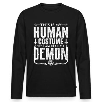 Drôle de culte occulte - T-shirt manches longues Premium bio Homme - noir - Devant - Nico (187cm)