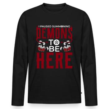 Funny Cult Occult - Men's Premium Organic Long Sleeve Shirt - black - Front - Nico (187cm)