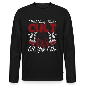 Drôle de culte occulte - T-shirt manches longues Premium bio Homme - noir - Devant - Nico (187cm)