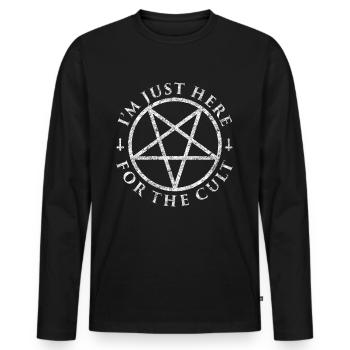 Drôle de pentagramme occulte culte - T-shirt manches longues Premium bio Homme - noir - Devant - Nico (187cm)