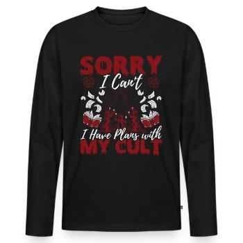 Drôle de culte occulte - T-shirt manches longues Premium bio Homme - noir - Devant - Nico (187cm)