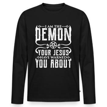 Drôle de culte occulte - T-shirt manches longues Premium bio Homme - noir - Devant - Nico (187cm)
