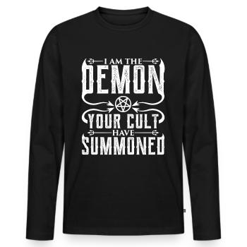 Drôle de culte occulte - T-shirt manches longues Premium bio Homme - noir - Devant - Nico (187cm)