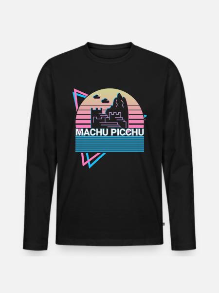 Machu Picchu Peru Inca Retro - Men's Premium Organic Long Sleeve Shirt - black