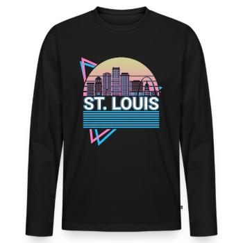 St Louis City Skyline Cityscape Retro - Men's Premium Organic Long Sleeve Shirt - black - Front - Nico (187cm)
