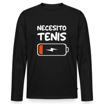 Necesito Tenis Tennis Battery Discharge Tennis player - Men's Premium Organic Long Sleeve Shirt - black - Front - Nico (187cm)