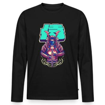 Cyborg Samurai Bushido-Krieger Cyber-Ästhetik - Männer Premium Bio Langarmshirt - Schwarz - Vorne - Nico (187cm)