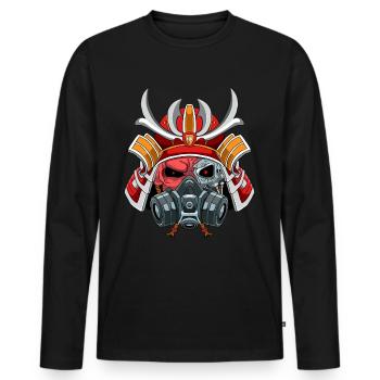 Cyborg Samurai-Krieger Bushido Cyber-Ästhetik - Männer Premium Bio Langarmshirt - Schwarz - Vorne - Nico (187cm)