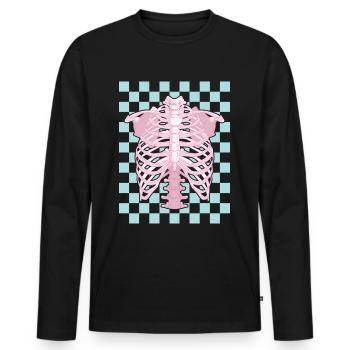 Squelette de cage thoracique esthétique pastel danois - T-shirt manches longues Premium bio Homme - noir - Devant - Nico (187cm)