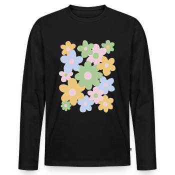 Danish flowers in pastel aesthetics - Men's Premium Organic Long Sleeve Shirt - black - Front - Nico (187cm)