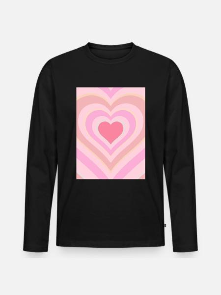 Danish Pastel Aesthetic Heart - Men's Premium Organic Long Sleeve Shirt - black