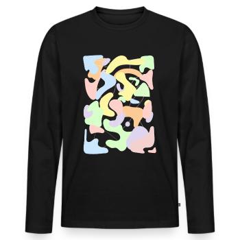 Pastel Danois Esthétique Rétro Pastel Motif - T-shirt manches longues Premium bio Homme - noir - Devant - Nico (187cm)