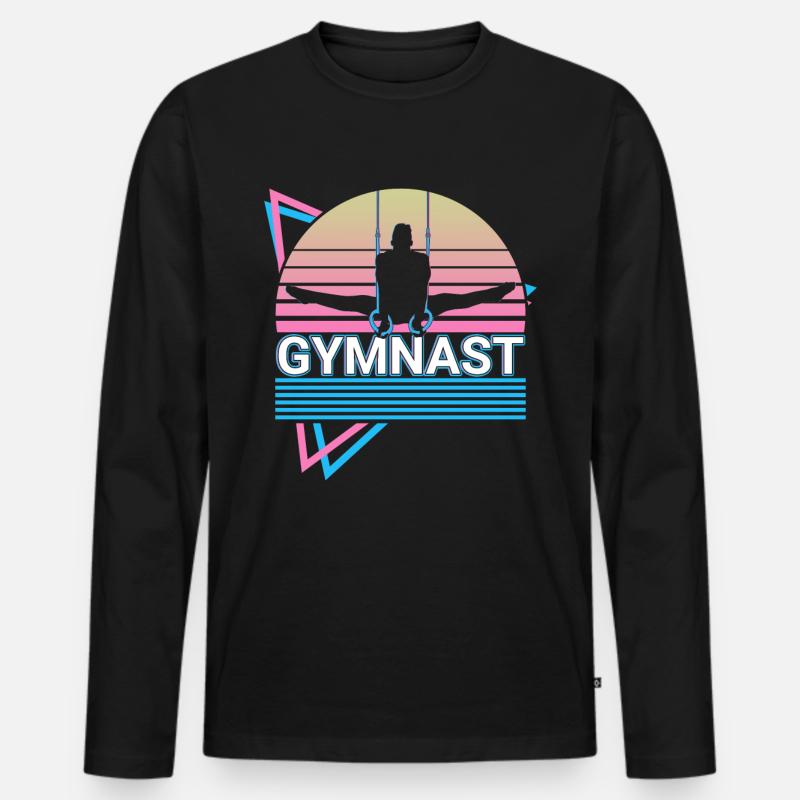 Gymnastik Turnerin Retro - Männer Premium Bio Langarmshirt - Schwarz