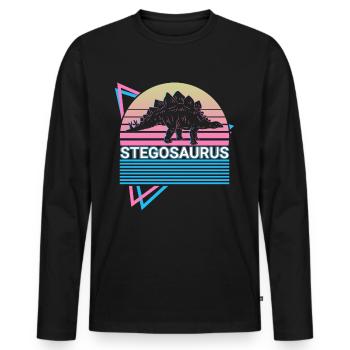 Stegosaurus Dinosaure Rétro - T-shirt manches longues Premium bio Homme - noir - Devant - Nico (187cm)