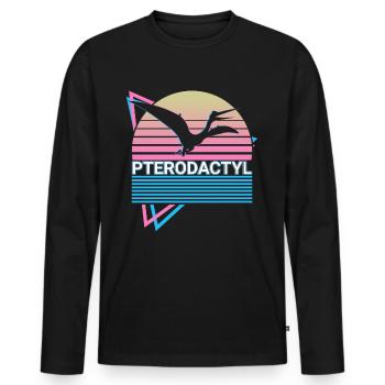 Ptérodactyle Ptérosaure Dinosaure Rétro - T-shirt manches longues Premium bio Homme - noir - Devant - Nico (187cm)