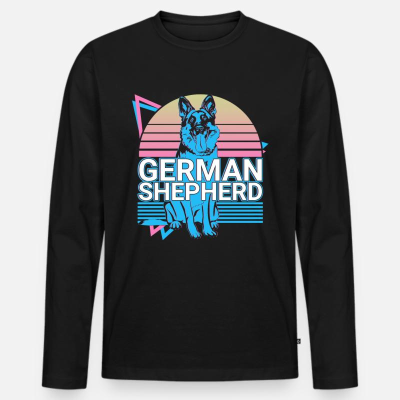 Deutscher Schäferhund Retro - Männer Premium Bio Langarmshirt - Schwarz