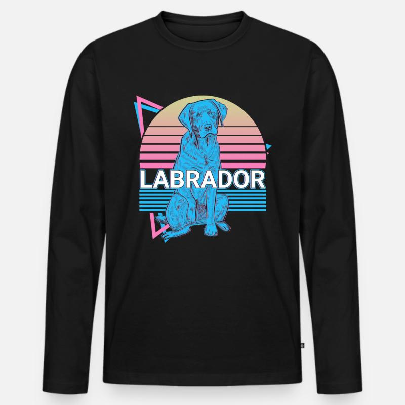 Labrador Retro - Männer Premium Bio Langarmshirt - Schwarz