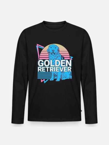 Golden Retriever Retro - Men's Premium Organic Long Sleeve Shirt - black