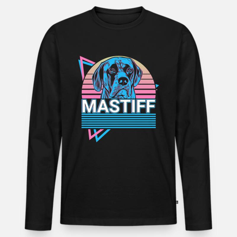 Mastiff Retro - Männer Premium Bio Langarmshirt - Schwarz