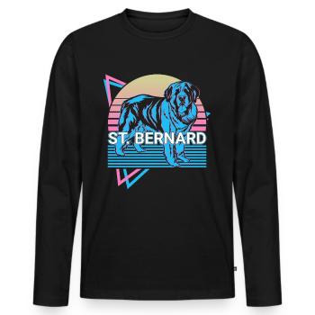 St. Bernard Retro - Men's Premium Organic Long Sleeve Shirt - black - Front - Nico (187cm)