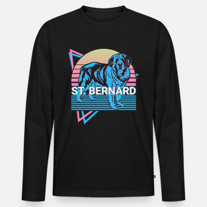 Bernhardiner Retro - Männer Premium Bio Langarmshirt - Schwarz