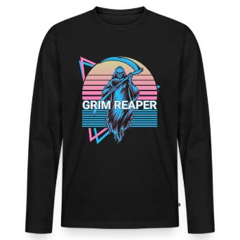 Grim Reaper Retro - Men's Premium Organic Long Sleeve Shirt - black - Front - Nico (187cm)