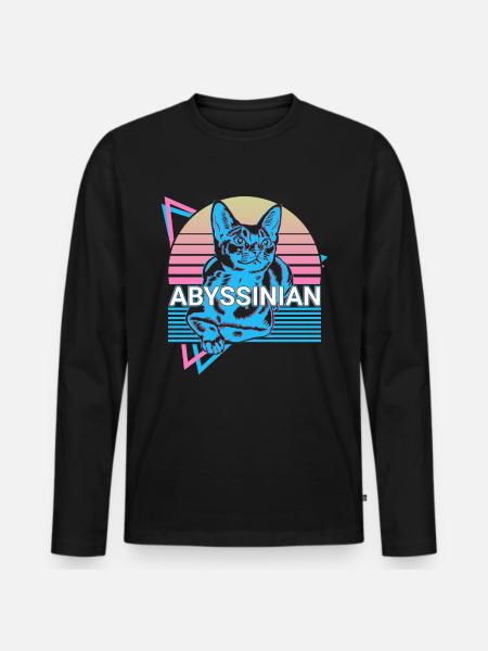 Abyssinian Cat Retro - Men's Premium Organic Long Sleeve Shirt - black
