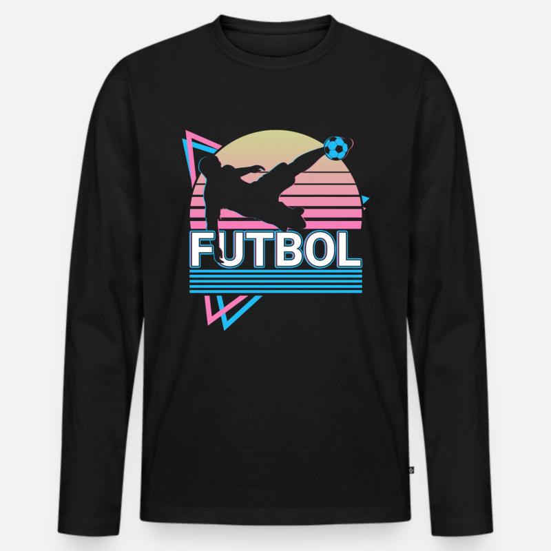 Futbol Retro - Männer Premium Bio Langarmshirt - Schwarz