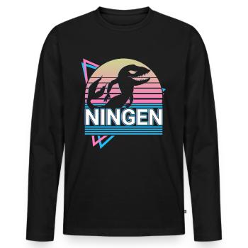 Ningen Cryptozoology Retro - Men's Premium Organic Long Sleeve Shirt - black - Front - Nico (187cm)