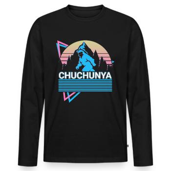 Chuchunya Cryptid Cryptozoology Retro - Men's Premium Organic Long Sleeve Shirt - black - Front - Nico (187cm)