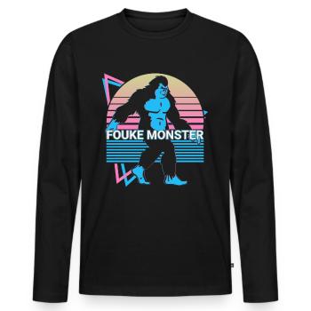 Fouke Monster Cryptozoology Retro - Men's Premium Organic Long Sleeve Shirt - black - Front - Nico (187cm)