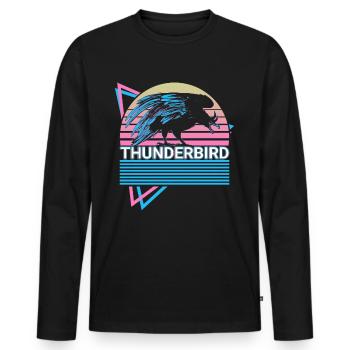 Thunderbird Cryptid Cryptozoology Retro - Men's Premium Organic Long Sleeve Shirt - black - Front - Nico (187cm)