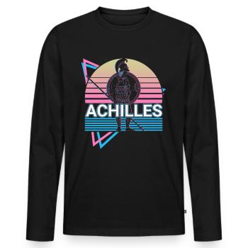 Achilles Greek Warrior Ancient Greek M - Men's Premium Organic Long Sleeve Shirt - black - Front - Nico (187cm)