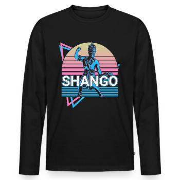Shango Chango Orisha Divinité africaine Yoruba - T-shirt manches longues Premium bio Homme - noir - Devant - Nico (187cm)