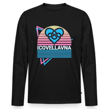 Icovellavna Celtic Symbol Retro - Men's Premium Organic Long Sleeve Shirt - black - Front - Nico (187cm)